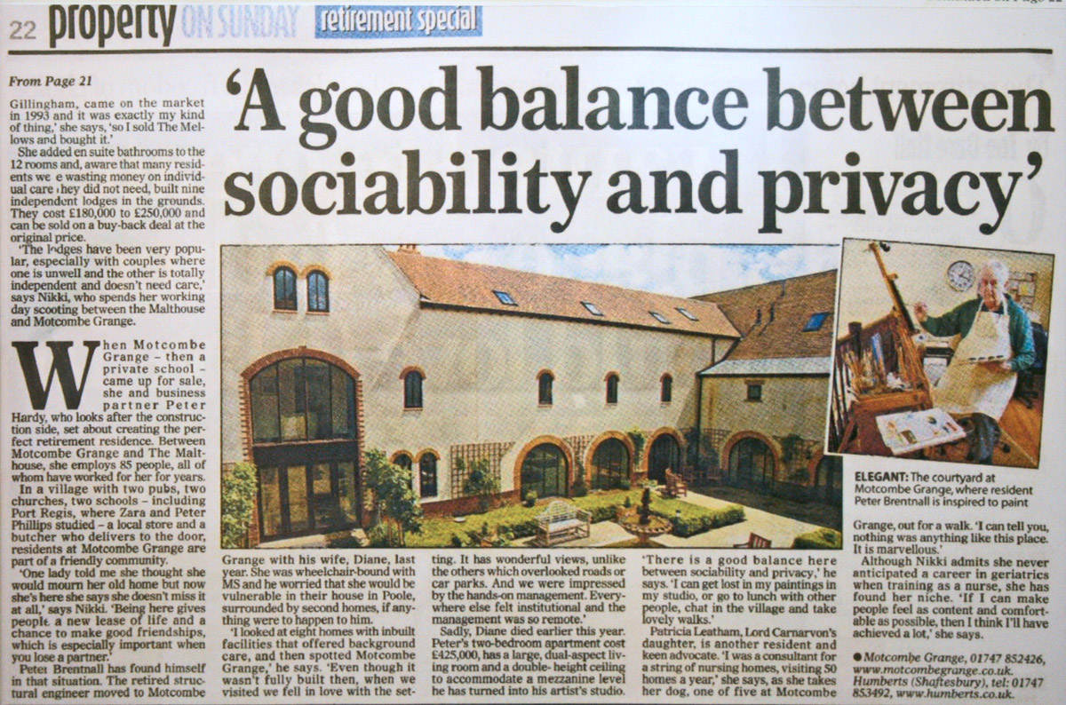 Motcombe Grange Press Article